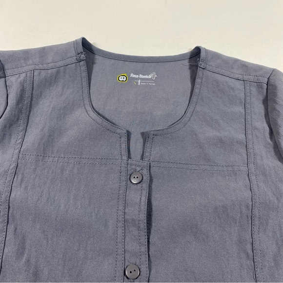 Scrubs Nurses Jacket women’s M-L Long Sleeve button Down Pockets - Picture 5 of 10